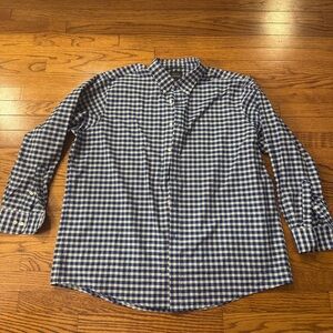 Members Mark Button Up Shirt men’s size XXL‎  Checkered Stretch Oxford blue